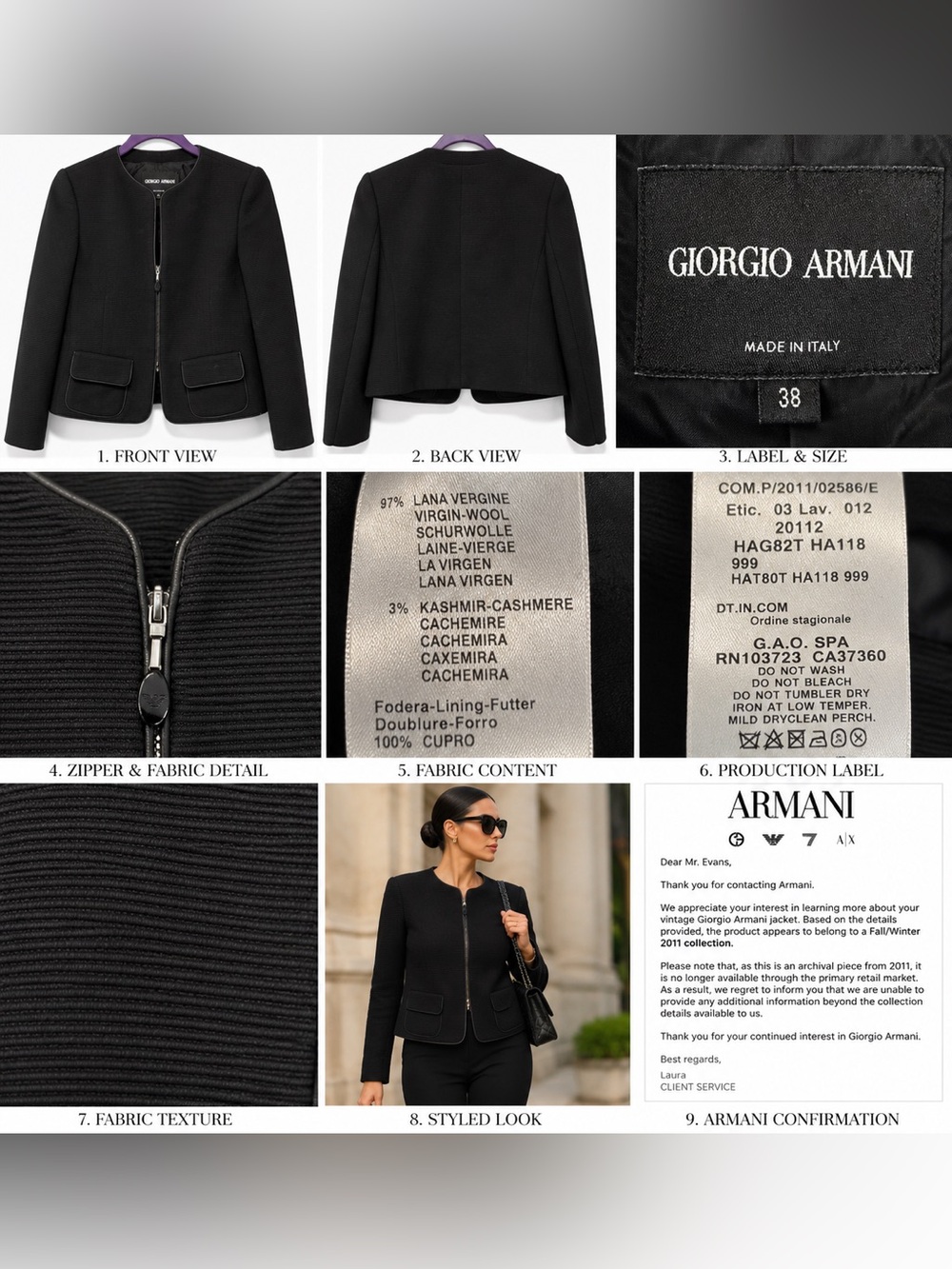 AUTHENTIC GIORGIO ARMANI — FALL/WINTER 2011 ARCHIVAL PIECE